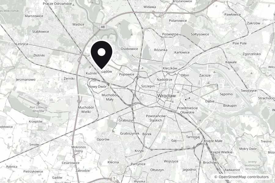 Mapa okolic ul. Skrzydlatej 19 na Gądowie Małym